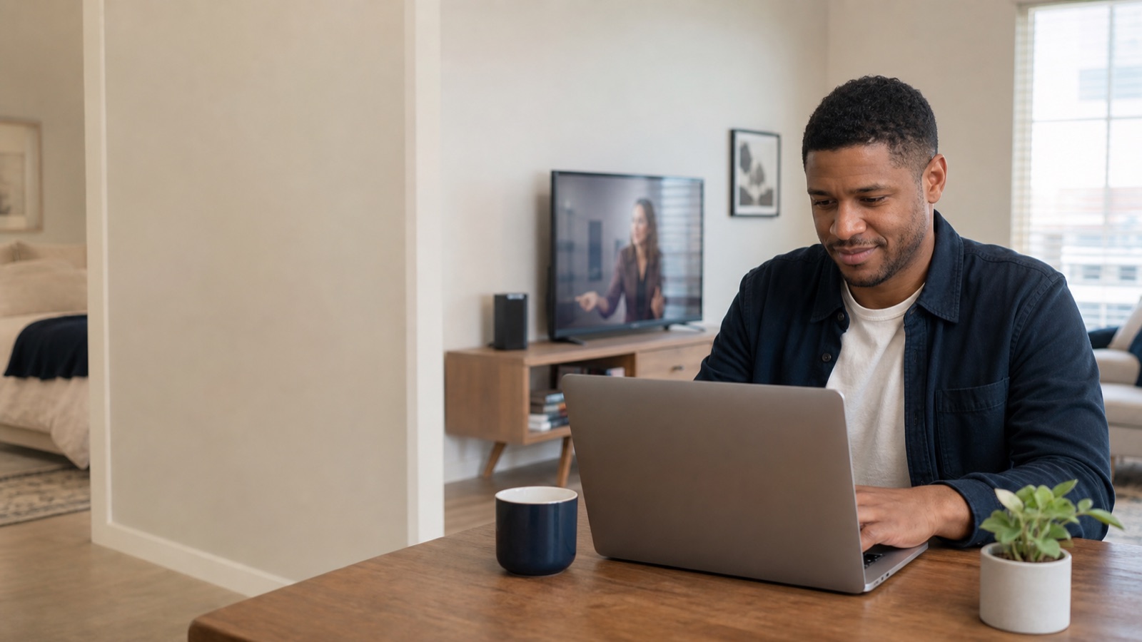 Resident using reliable internet and streaming service at home